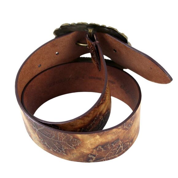 Olga Santini TOOLED BROWN GENUINE LEATHER 1 3/4"Wd DRESS CASUAL BELT Sz S (6M - Picture 4 of 14